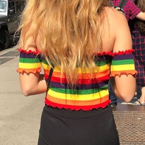 Off the shoulder rainbow top